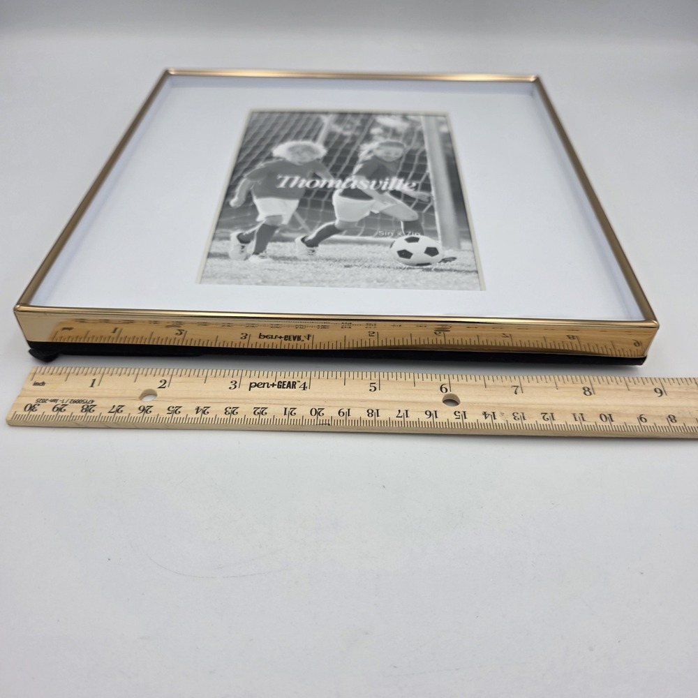 Thomasville Marketplace Gold Square Modern Frame 9"x 9" Picture 5"x7"+ White Mat - Picture 8 of 8